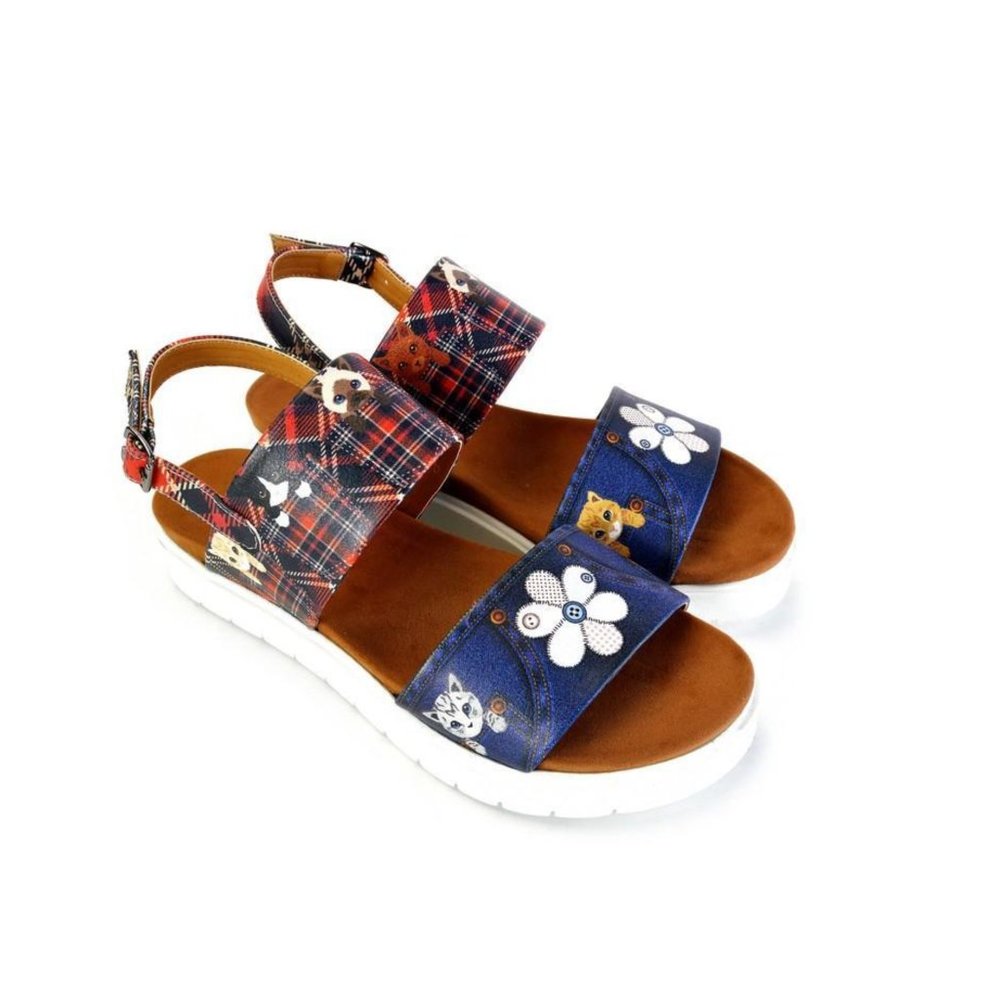 Ankle Strap Sandal - Cats & Flowers - Daisy - Neefs Line of Goby Shoes